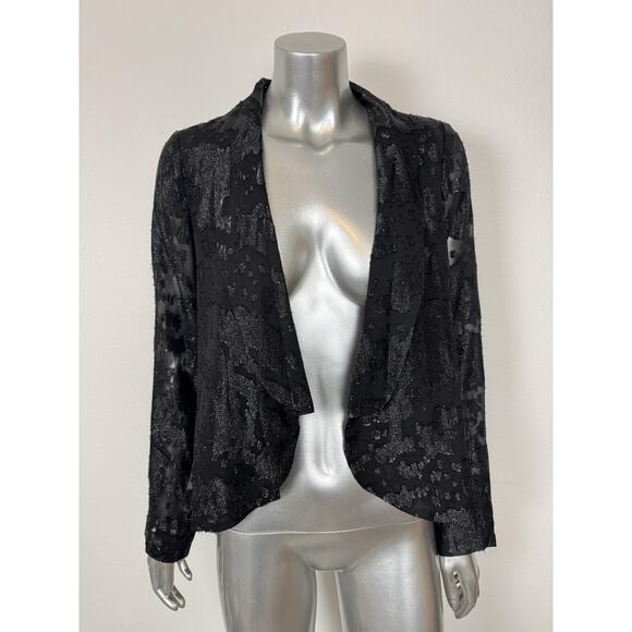 BCBG Bolero Blazer Metallic Sheer Open Front Jacket Party Chic NWT - Picture 2 of 9